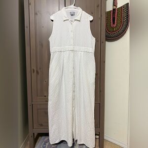 ⭐️ VINTAGE April Cornell sleeveless collar textured weave cotton maxi dress